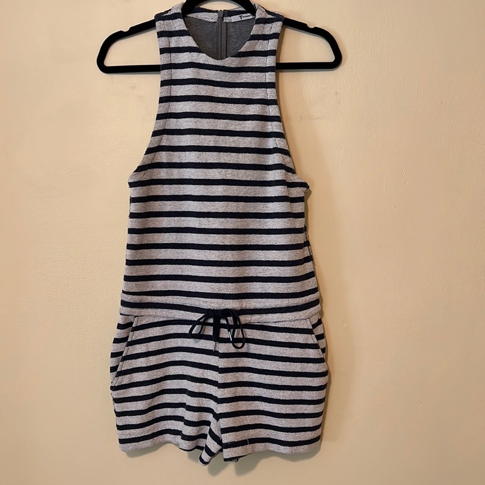 BARELY WORN Alexander Wang Drawstring Romper Grey & Navy